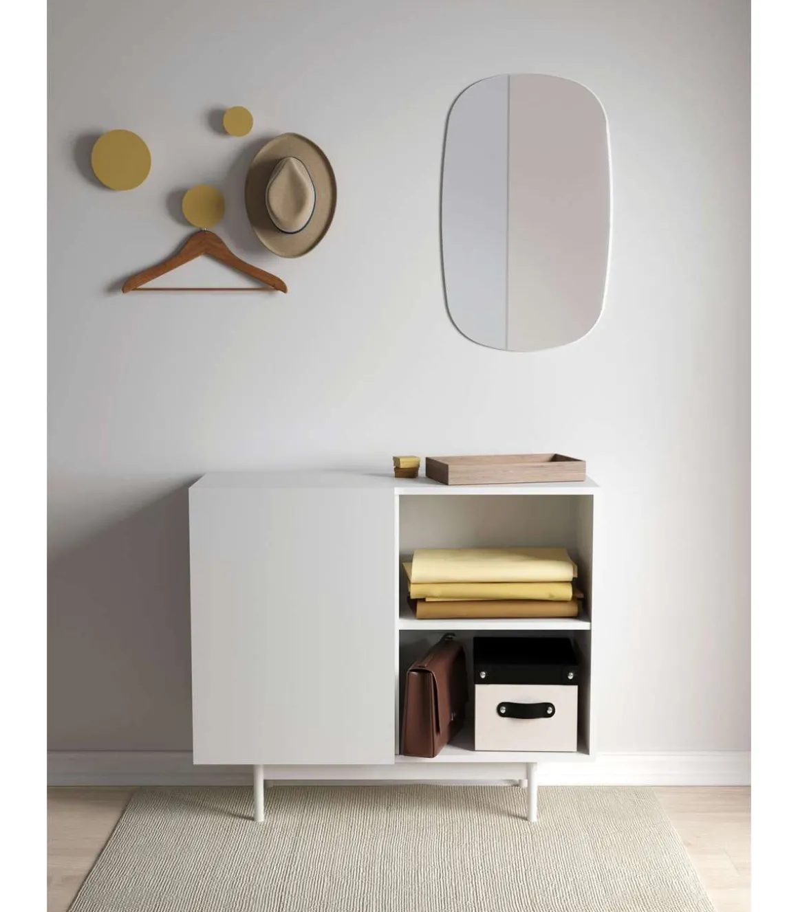 Mueble auxiliar modelo 601-2 acabado en blanco. 78 cm (alto) x 90 cm (ancho) x 34 cm (prof.)