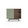 Mueble auxiliar modelo 601-2 acabado en nogal/verde. 78 cm (alto) x 90 cm (ancho) x 34 cm (prof.)
