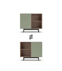 Mueble auxiliar modelo 601-2 acabado en nogal/verde. 78 cm (alto) x 90 cm (ancho) x 34 cm (prof.)