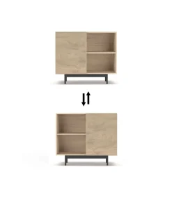 Mueble auxiliar modelo 601-2 acabado en roble. 78 cm (alto) x 90 cm (ancho) x 34 cm (prof.)