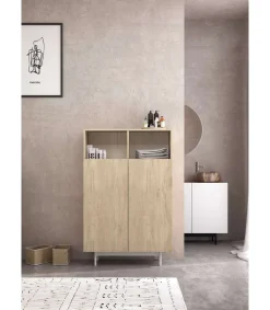 Mueble auxiliar modelo 603-1 acabado roble, 110 x 90 x 34 (alto x ancho x fondo)