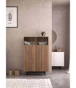 Mueble auxiliar modelo 603-1 acabado nogal, 110 x 90 x 34 (alto x ancho x fondo)