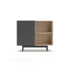 Mueble auxiliar modelo 601-2 acabado en roble/grafito. 78 cm (alto) x 90 cm (ancho) x 34 cm (prof.)