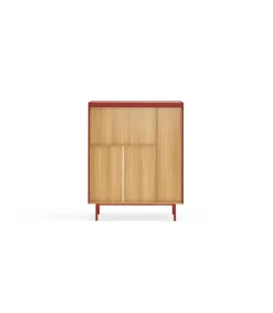 Mueble auxiliar modelo Arista 3 puertas acabado burdeos, 40cm(ancho) 120cm(alto) 95cm (largo)