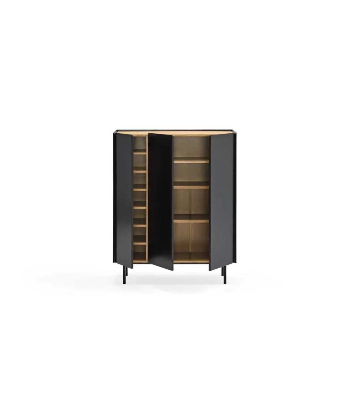 Mueble auxiliar modelo Arista 3 puertas acabado negro, 40cm(ancho) 120cm(alto) 95cm (largo)