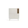 Mueble auxiliar modelo Corvo 3 puertas 3 cajones acabado crema, 40cm(ancho) 120cm(alto) 100cm (largo)