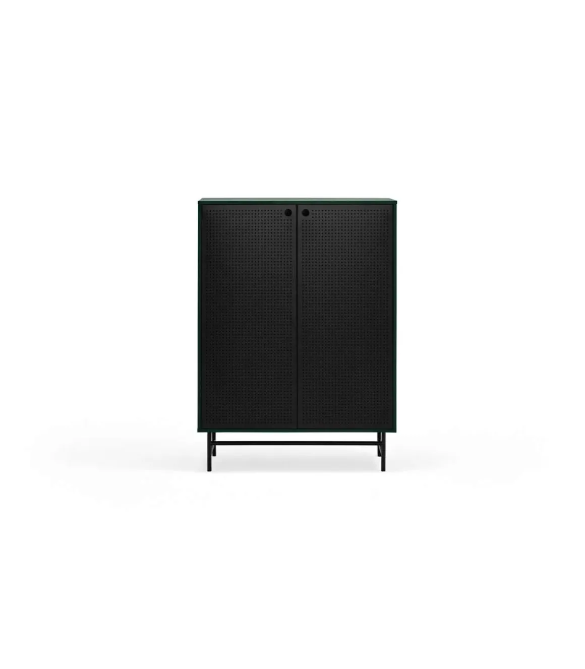 Mueble auxiliar modelo Punto 2 puertas 4 cajones interiores acabado verde/negro, 45cm(ancho) 130cm(alto) 93cm(largo)