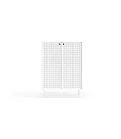 Mueble auxiliar modelo Punto 2 puertas 4 cajones interiores acabado blanco, 45cm(ancho) 130cm(alto) 93cm(largo)
