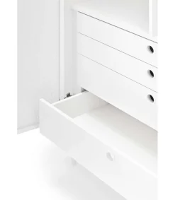 Mueble auxiliar modelo Punto 2 puertas 4 cajones interiores acabado blanco, 45cm(ancho) 130cm(alto) 93cm(largo)