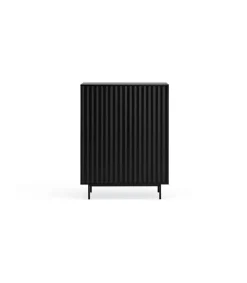 Mueble auxiliar modelo Sierra 2 puertas 2 cajones interiores acabado negro, 45cm(ancho) 130cm(alto) 97cm (largo)