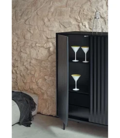 Mueble auxiliar modelo Sierra 2 puertas 2 cajones interiores acabado negro, 45cm(ancho) 130cm(alto) 97cm (largo)