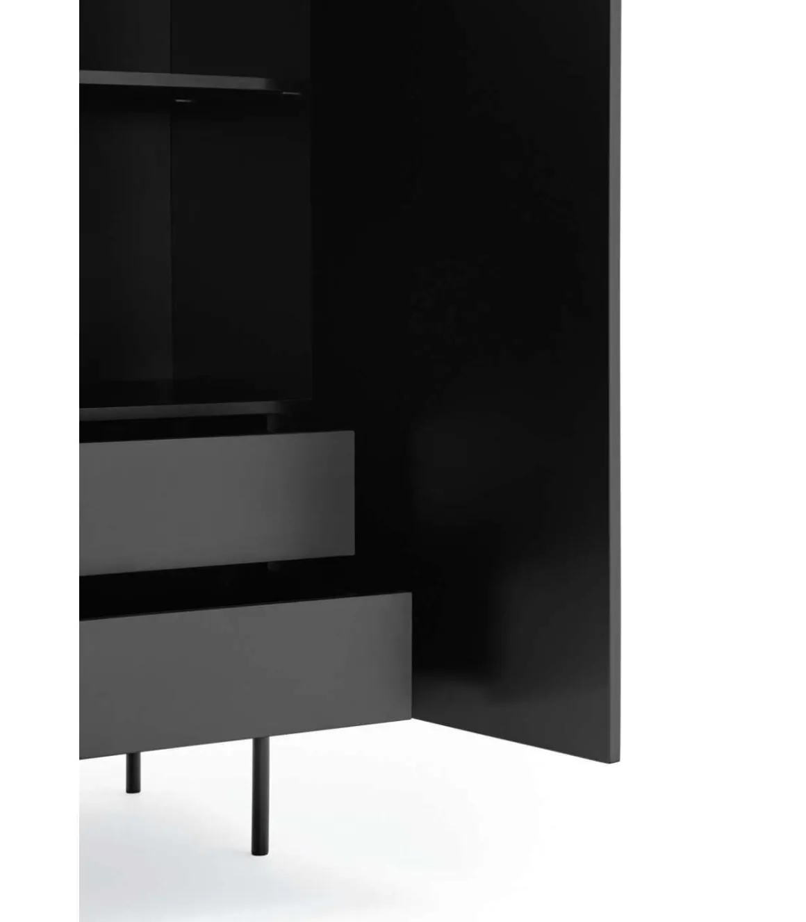 Mueble auxiliar modelo Sierra 2 puertas 2 cajones interiores acabado negro, 45cm(ancho) 130cm(alto) 97cm (largo)