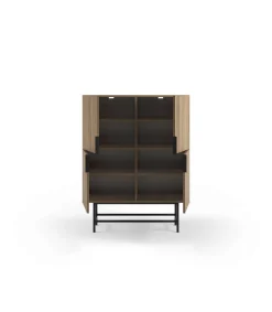 Mueble auxiliar 4 puertas abatibles modelo Elena acabado roble/negro. 128cm(alto) 100cm (ancho) 40cm(prof.)