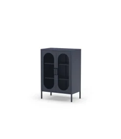 Mueble auxiliar 2 puertas abatibles modelo Dora acabado metal azul. 100cm(alto) 70cm (ancho) 40cm(prof.)