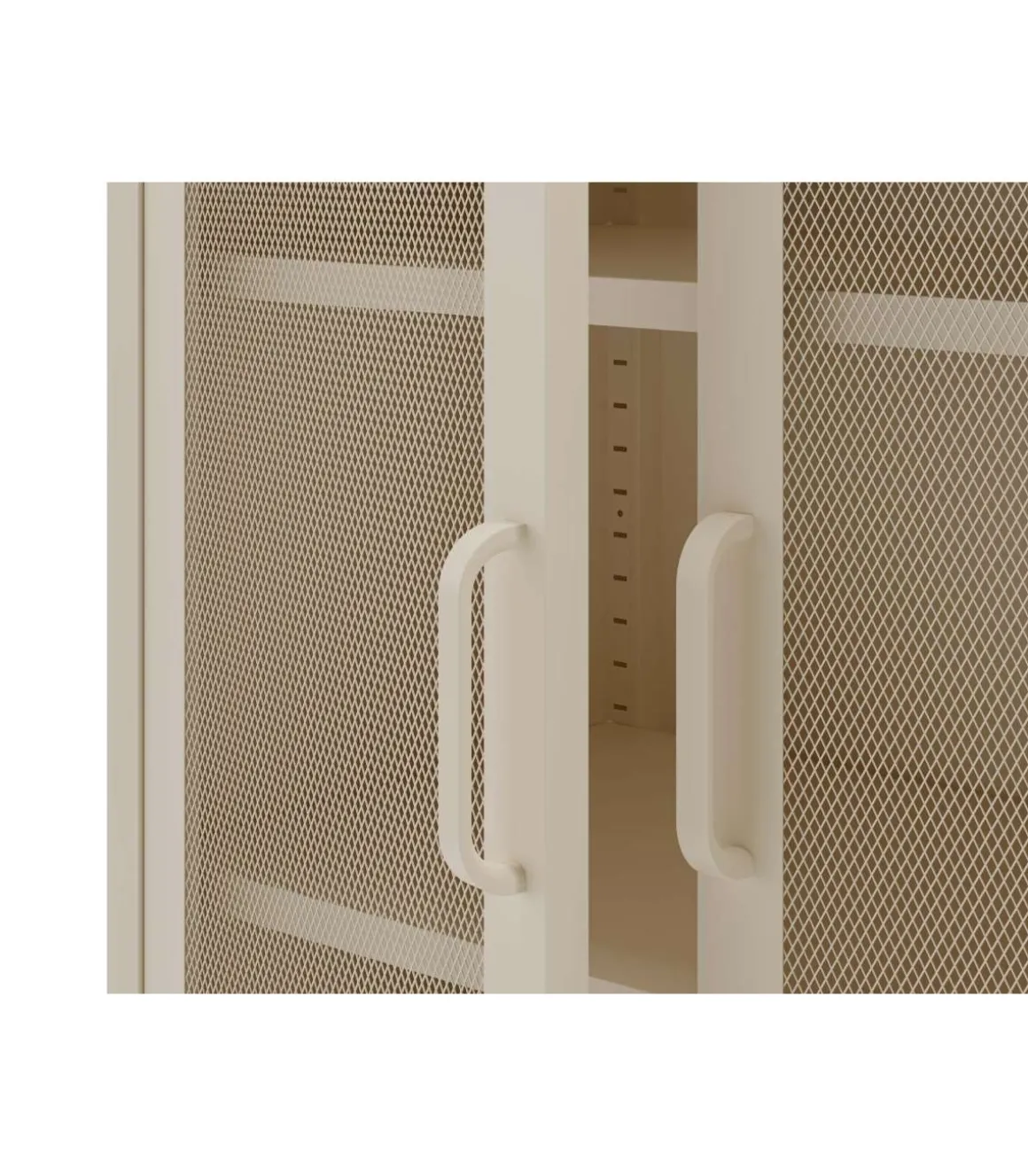 Mueble auxiliar 2 puertas abatibles modelo Dora acabado metal crema. 100cm(alto) 70cm (ancho) 40cm(prof.)