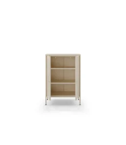 Mueble auxiliar 2 puertas abatibles modelo Dora acabado metal crema. 100cm(alto) 70cm (ancho) 40cm(prof.)