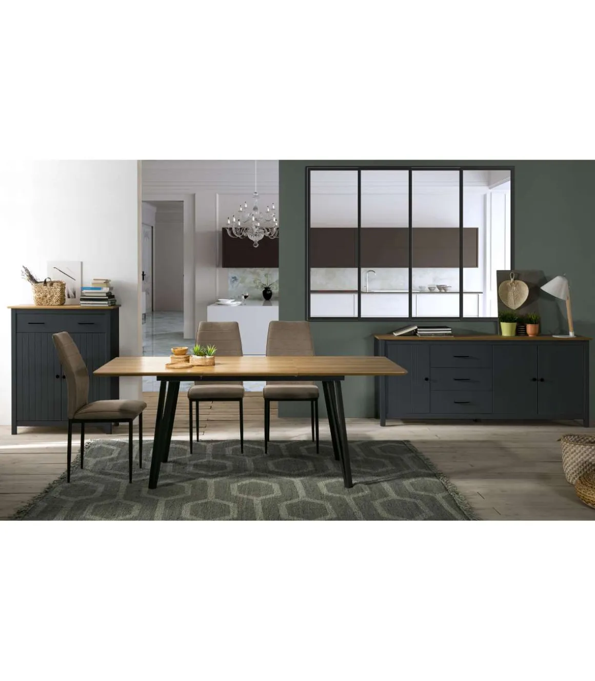 Mueble auxiliar 2 puertas 1 cajón Mariana acabado azul 110 cm(alto) 90 cm(ancho) 40 cm(largo)