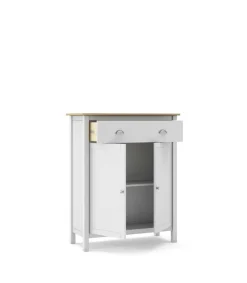 Mueble auxiliar 2 puertas 1 cajón modelo Miguel acabado blanco/roble. 110cm(alto) 90cm(ancho) 40cm(prof).