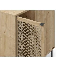 Mueble auxiliar 2 puertas modelo India acabado roble/negro. 80.3cm(alto) 83.6cm(ancho) 40cm(prof).