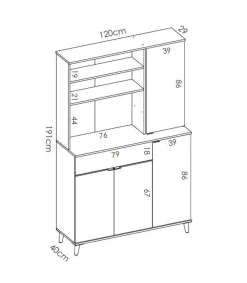 Mueble auxiliar Villarodrigo 4 puertas 1 cajon 3 estantes 188,5 cm(alto)119 cm(ancho)40 cm(largo)
