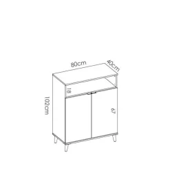 Mueble auxiliar Villarodrigo 2 puertas y 1 hueco 102cm(alto)80cm(ancho)40 cm(largo)