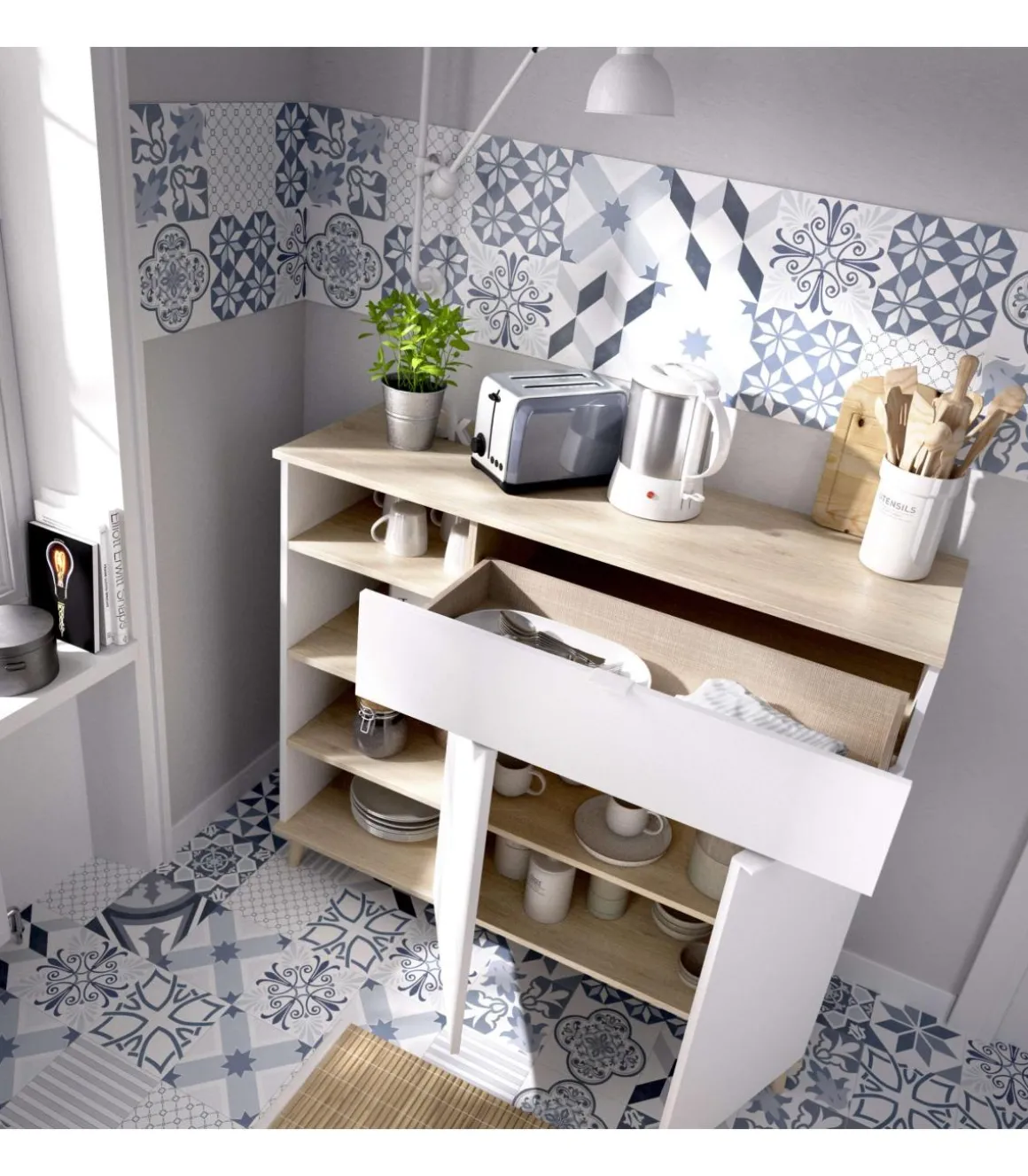 Mueble auxiliar Villarodrigo 2 puertas 1 cajón y estantes 102 cm(alto)120 cm(ancho)40 cm(largo)