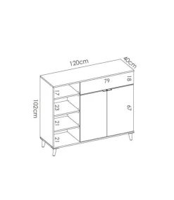 Mueble auxiliar Villarodrigo 2 puertas 1 cajón y estantes 102 cm(alto)120 cm(ancho)40 cm(largo)