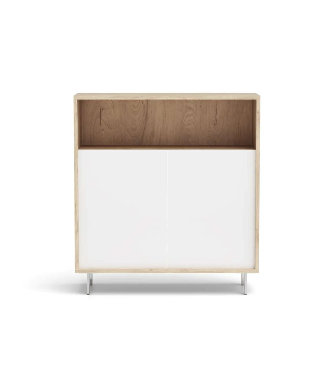 Mueble auxiliar/zapatero Md-509 con puertas acabado roble/blanco, 89cm(alto) 80cm(ancho) 29cm(prof.)