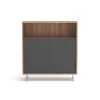 Mueble auxiliar/zapatero Md-509 con puertas acabado nogal/grafito, 89cm(alto) 80cm(ancho) 29cm(prof.)