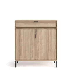 Mueble auxiliar/zapatero Md-507, 2 puertas 1 cajón en nogal oscuro, 89cm(alto) 80cm(ancho) 29cm(prof.)