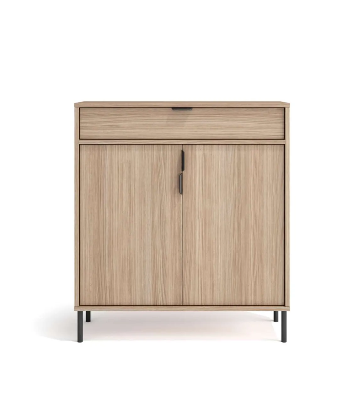 Mueble auxiliar/zapatero Md-507, 2 puertas 1 cajón en nogal oscuro, 89cm(alto) 80cm(ancho) 29cm(prof.)