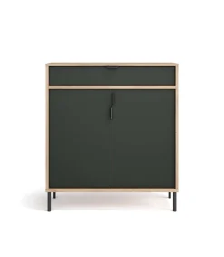 Mueble auxiliar/zapatero Md-507, 2 puertas 1 cajón en roble claro/grafito, 89cm(alto) 80cm(ancho) 29cm(prof.)