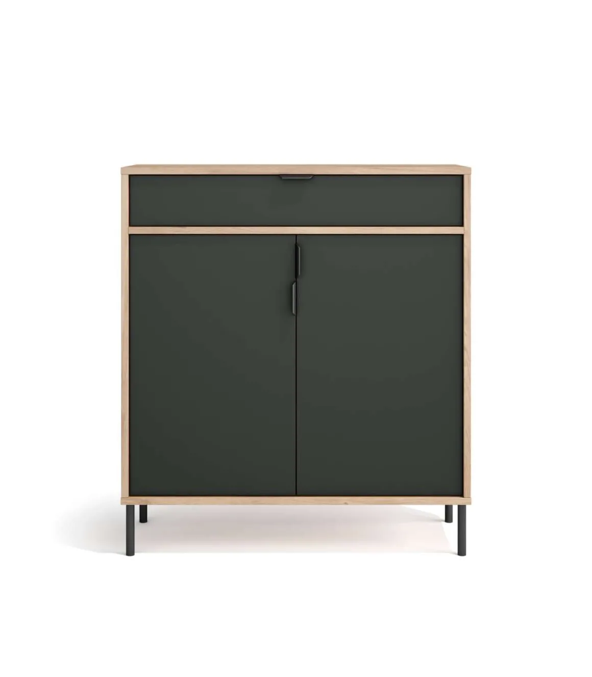 Mueble auxiliar/zapatero Md-507, 2 puertas 1 cajón en roble claro/grafito, 89cm(alto) 80cm(ancho) 29cm(prof.)