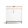 Mueble auxiliar/zapatero Md-507, 2 puertas 1 cajón en roble claro/blanco, 89cm(alto) 80cm(ancho) 29cm(prof.)