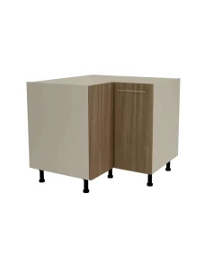 Mueble bajo de rincón acabado en puertas en color nogal noceto, 85 cm(alto)93x93 cm(ancho)60 cm(largo)