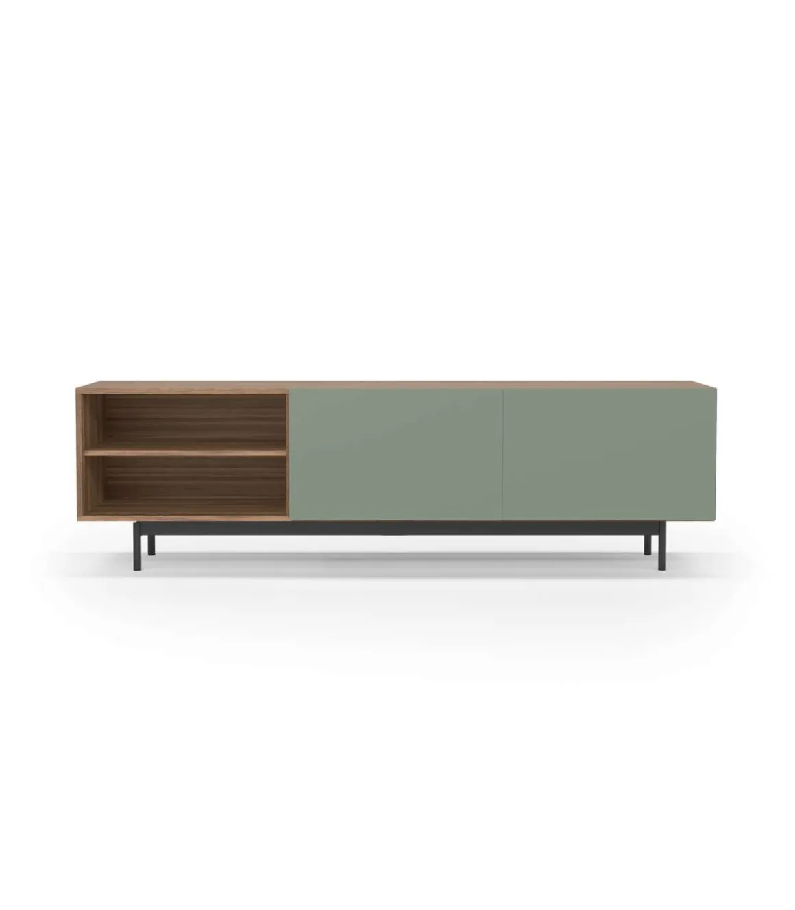 Mueble bajo televisión Md-608-1 en color nogal/verde, 52cm(alto) 180cm(ancho) 43cm(largo)