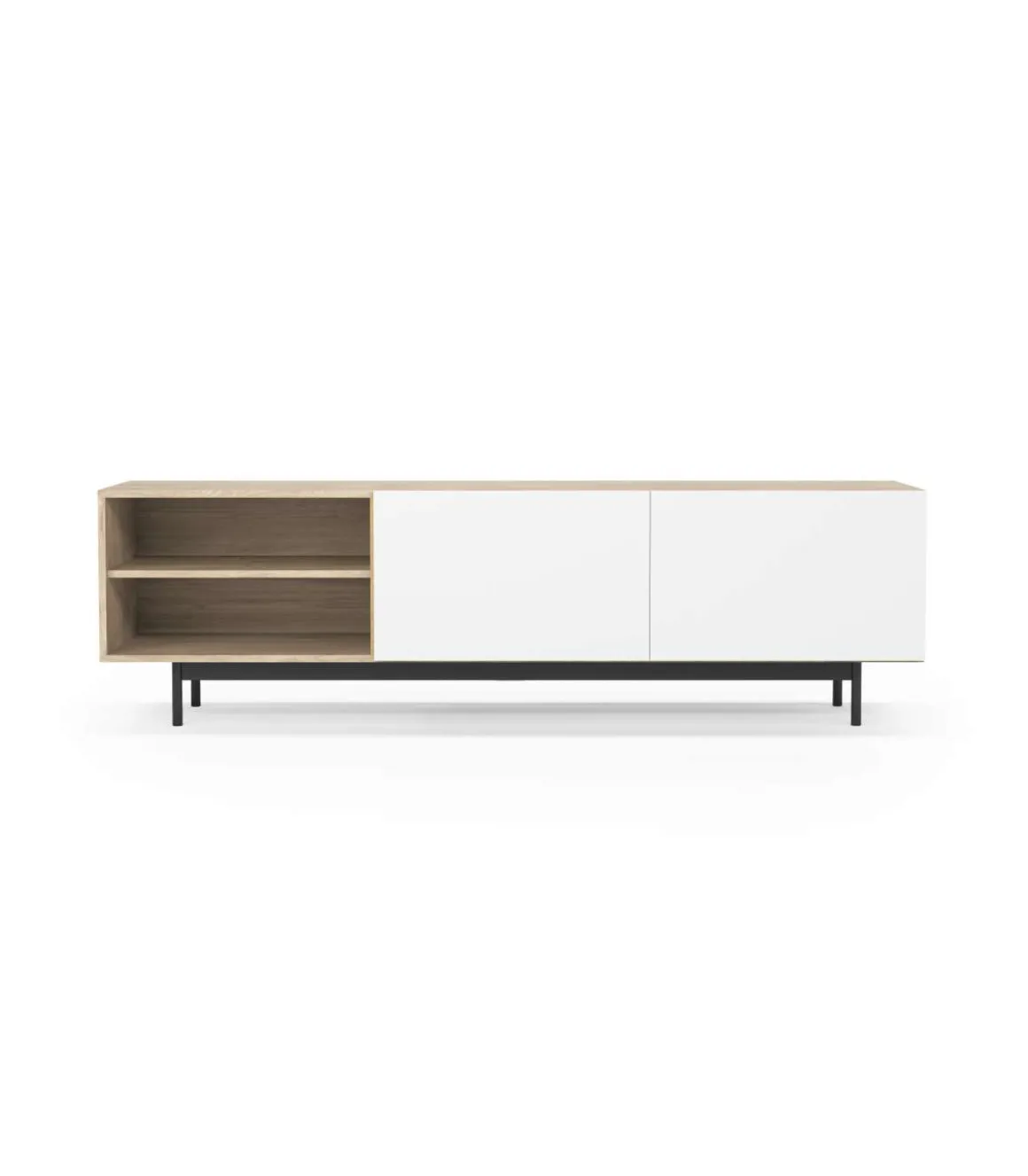 Mueble bajo televisión Md-608-1 en color roble/blanco, 52cm(alto) 180cm(ancho) 43cm(largo)