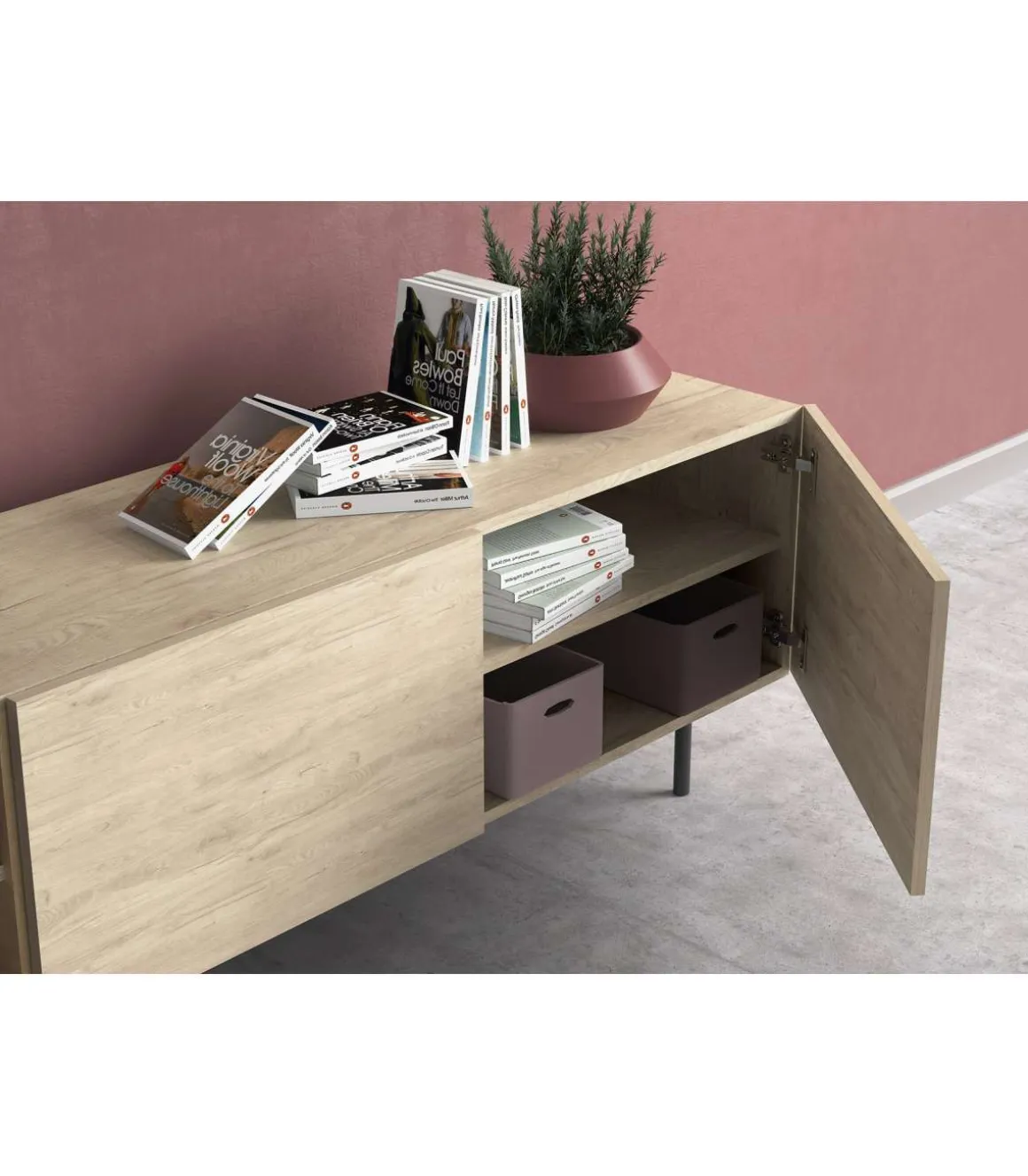 Mueble bajo televisión Md-608-1 en color roble, 52cm(alto) 180cm(ancho) 43cm(largo)