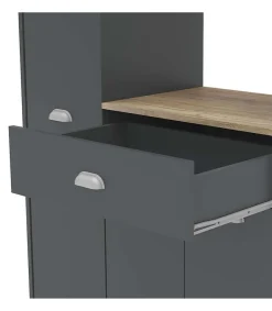 Mueble Buffet alto 3 puertas y 1 cajón acabado gris grafito, 180cm (alto) x90cm (ancho) x 40cm (fondo).