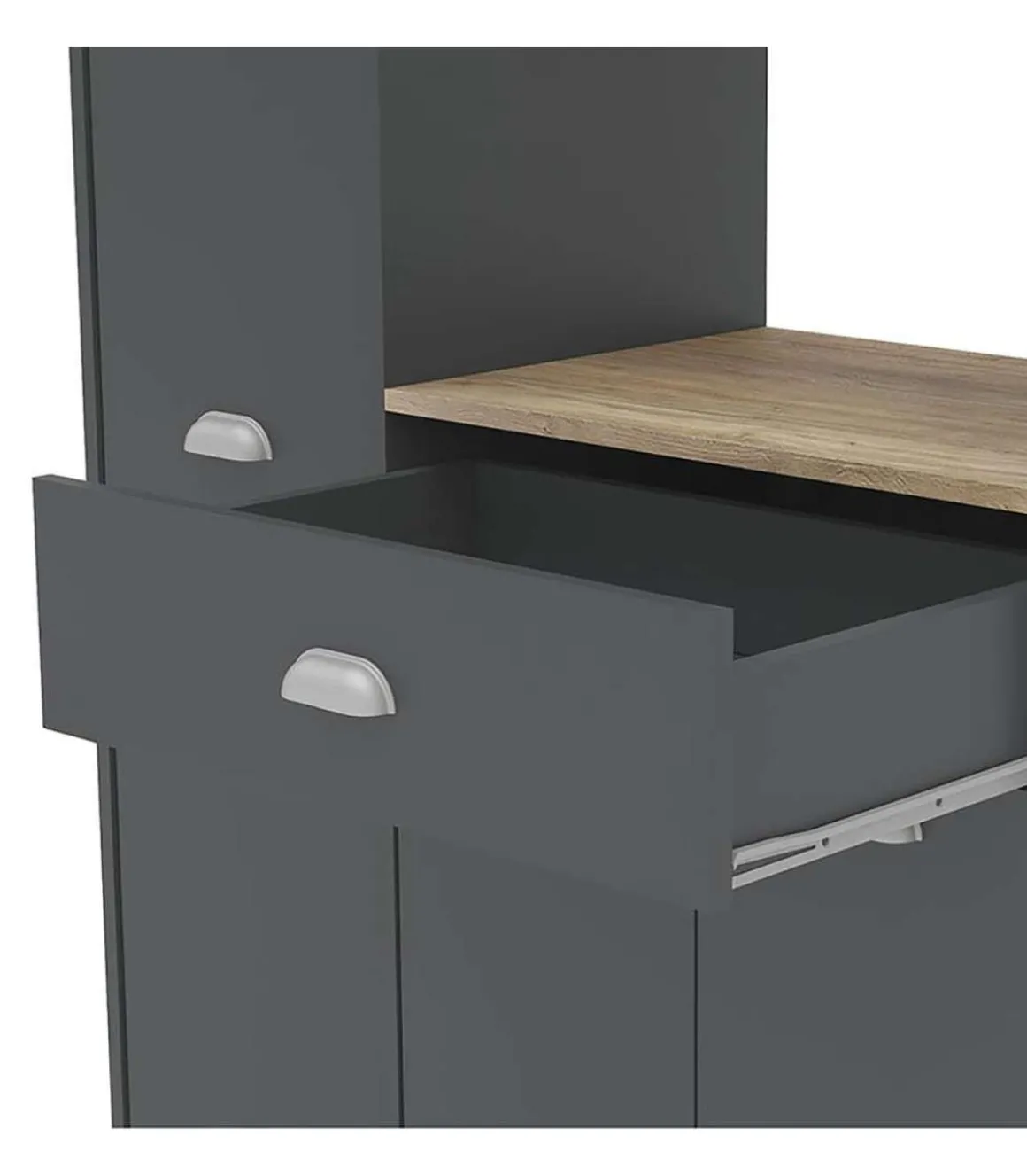 Mueble Buffet alto 3 puertas y 1 cajón acabado gris grafito, 180cm (alto) x90cm (ancho) x 40cm (fondo).