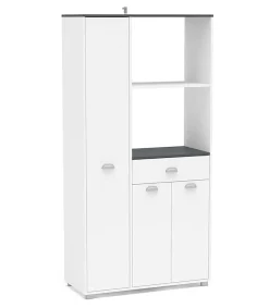 Mueble Buffet alto 3 puertas y 1 cajón acabado blanco, 180cm (alto) x90cm (ancho) x 40cm (fondo).