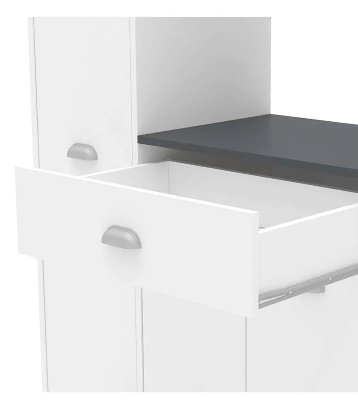 Mueble Buffet alto 3 puertas y 1 cajón acabado blanco, 180cm (alto) x90cm (ancho) x 40cm (fondo).