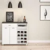 Mueble Buffet bajo 2 puertas 1 cajón y botellero acabado blanco, 90cm(alto) x 103cm(ancho) x 40cm(fondo).