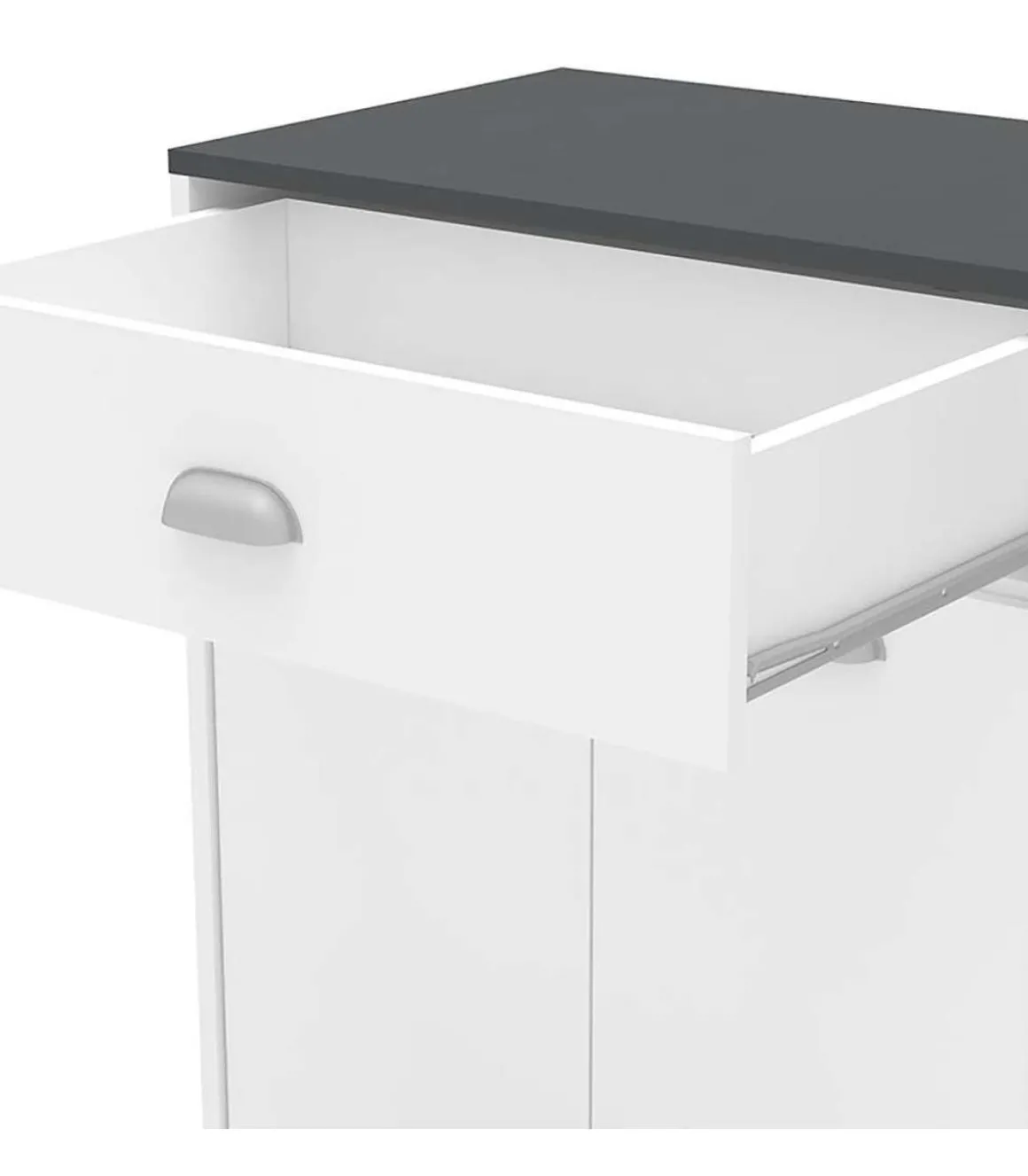 Mueble Buffet bajo 2 puertas 1 cajón y botellero acabado blanco, 90cm(alto) x 103cm(ancho) x 40cm(fondo).