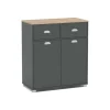 Mueble Buffet bajo 2 puertas y 2 cajones acabado gris grafito, 90cm (alto) x80cm (ancho) x 40cm (fondo).