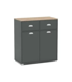 Mueble Buffet bajo 2 puertas y 2 cajones acabado gris grafito, 90cm (alto) x80cm (ancho) x 40cm (fondo).