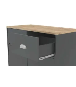 Mueble Buffet bajo 2 puertas y 2 cajones acabado gris grafito, 90cm (alto) x80cm (ancho) x 40cm (fondo).