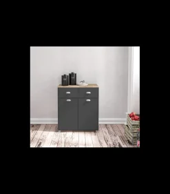 Mueble Buffet bajo 2 puertas y 2 cajones acabado gris grafito, 90cm (alto) x80cm (ancho) x 40cm (fondo).