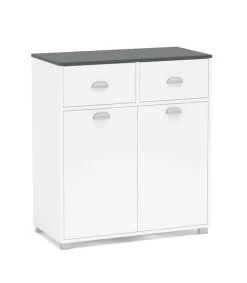 Mueble Buffet bajo 2 puertas y 2 cajones acabado blanco, 90cm (alto) x80cm (ancho) x 40cm (fondo).