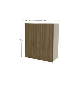 Mueble cocina alto con dos puertas en color nogal noceto, 90 cm(alto)80 cm(ancho)35 cm(largo)